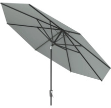Grauer rechteckiger Sonnenschirm mit Kurbelmechanismus