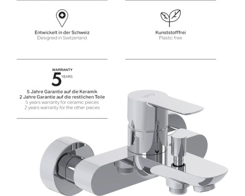 Conçu en Suisse. Garantie de cinq ans sur la céramique. Sans plastique.