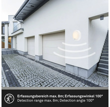 Aussenleuchte mit Bewegungsmelder an einer Hauswand