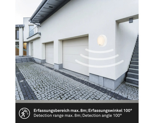 Aussenleuchte mit Bewegungsmelder an einer Hauswand