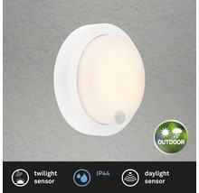 Weiße LED-Wandleuchte für den Außenbereich mit Dämmerungs- und Tagessensor