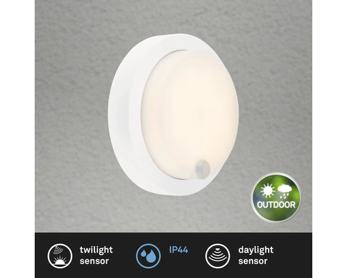 Weiße LED-Wandleuchte für den Außenbereich mit Dämmerungs- und Tagessensor