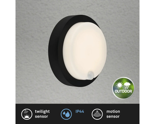 Runde Aussenleuchte mit Dämmerungs- und Bewegungssensor