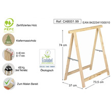 Holzbock aus massivem Kiefernholz mit einer Traglast von 400 Kilogramm