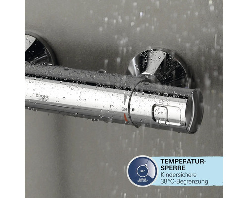 Robinet Grohe avec butée de température et fonction Safestop