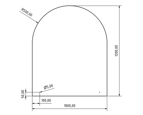 Dessin technique avec des dimensions de 1000 sur 1200 millimètres