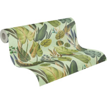 Rouleau de papier peint avec motif de feuilles tropicales