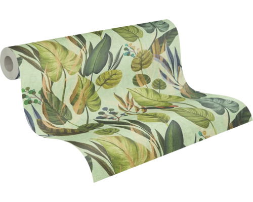 Rouleau de papier peint avec motif de feuilles tropicales