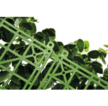 Gros plan sur un tapis végétal vert avec treillis en plastique