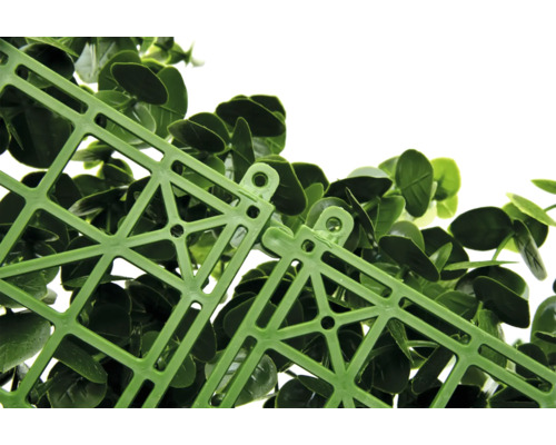 Gros plan sur un tapis végétal vert avec treillis en plastique