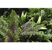 Mur végétal artificiel avec diverses feuilles vertes et fougères pour un aspect réaliste