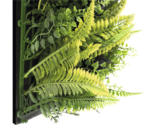 Mur végétal artificiel avec fougères et feuilles