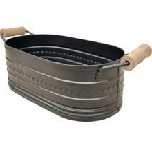 Baignoire ovale en zinc avec poignées en bois