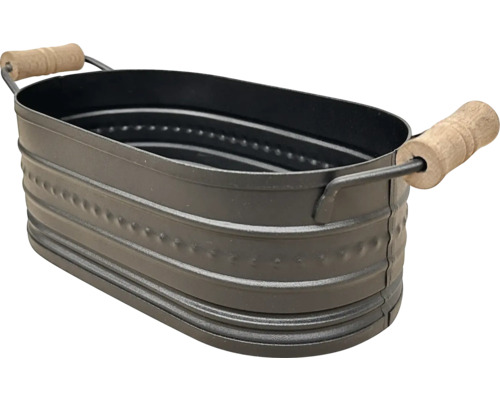 Baignoire ovale en zinc avec poignées en bois