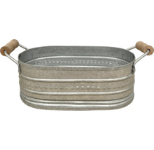 Baignoire ovale en zinc avec poignées en bois