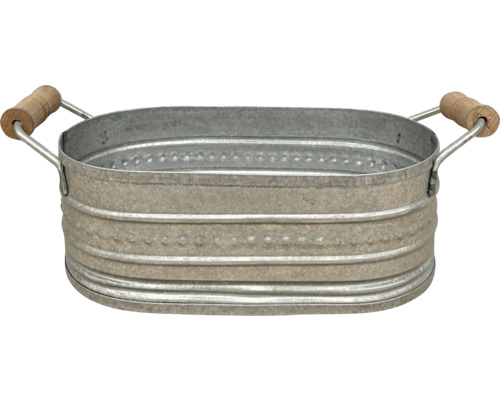 Baignoire ovale en zinc avec poignées en bois