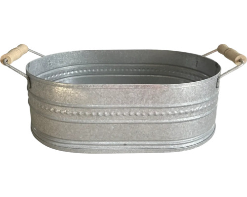 Baignoire ovale en zinc avec poignées en bois