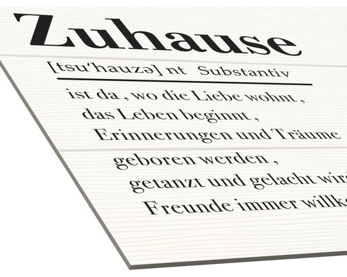 Panneau décoratif avec l''inscription Zuhause et une définition