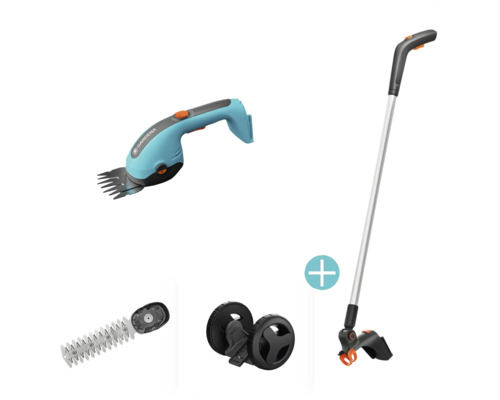 Set de cisailles à gazon sans fil Gardena avec manche et roues