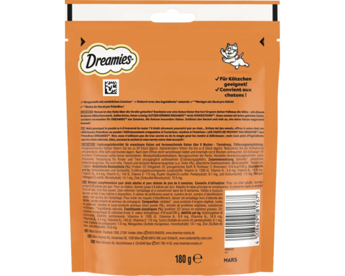 Dreamies snack pour chat au poulet, paquet de 180 grammes