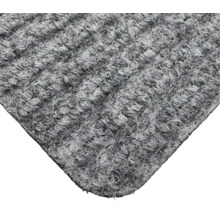 Detailaufnahme eines grauen Teppichs mit Schlingenstruktur