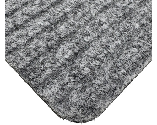 Detailaufnahme eines grauen Teppichs mit Schlingenstruktur