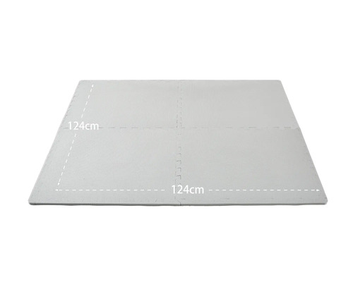 Tapis de protection de sol carré gris de 124 cm x 124 cm.