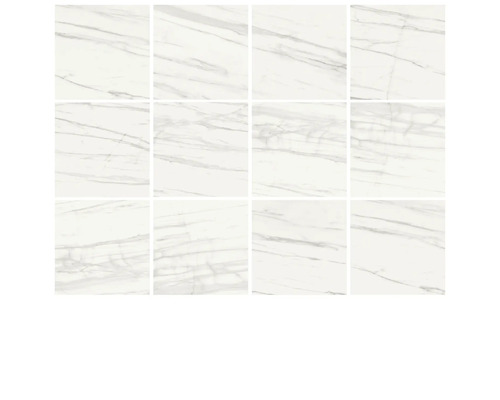 Plusieurs carreaux blancs aspect marbre.