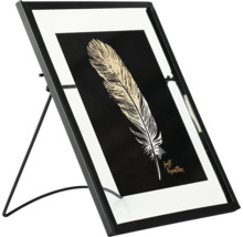 Cadre photo décoratif avec motif de plumes et support