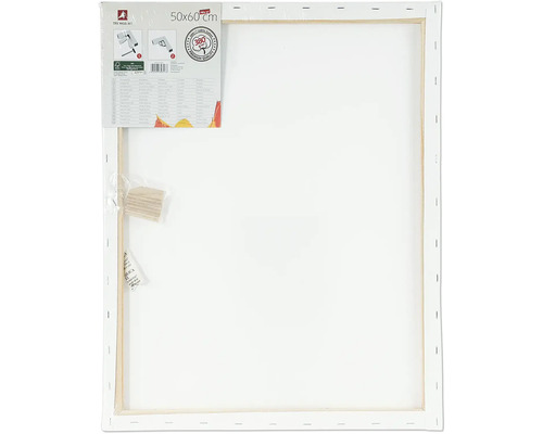 Keilrahmen mit den Maßen 50x60 cm, bespannt mit Leinwand aus 100 Prozent Baumwolle