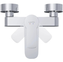 Robinet de lavabo apparent avec deux poignées et logo Laufen