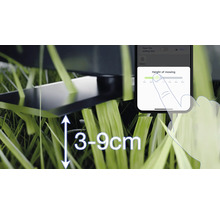 Réglage de la hauteur de coupe de 3 à 9 centimètres sur le robot tondeuse via smartphone