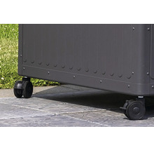 Vue détaillée d'un bac à plantes avec des roues pour un transport facile