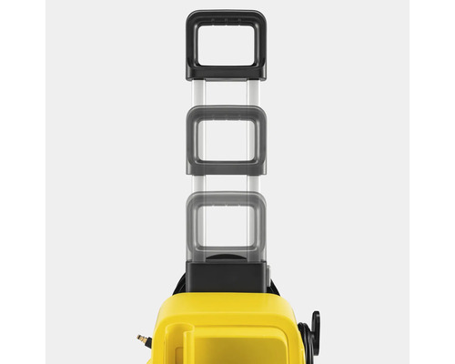 Ausziehbarer Griff einer gelben Reinigungsmaschine