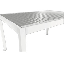 Detailansicht einer Terrassenüberdachung mit Metalldach