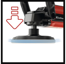 Poliermaschine mit Darstellung des Anpressdrucks durch einen Pfeil.