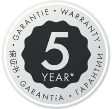 Symbol für fünf Jahre Garantie