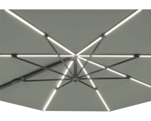 Vue de dessous d'un parasol avec éclairage