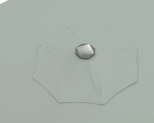 Vue détaillée d'un parasol avec revêtement en tissu et couvercle central