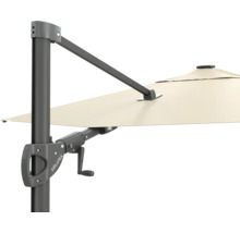 Vue détaillée d'un parasol Soluna avec mécanisme à manivelle