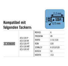 Informationen zur Kompatibilität von Tackerklammern mit verschiedenen Tackermodellen