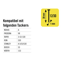 Informationen zur Kompatibilität der Tacker mit verschiedenen Marken und Modellen sowie Größenangaben
