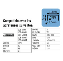 Agrafes compatibles avec différentes agrafeuses listées