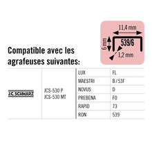 Informations sur la compatibilité des agrafes avec différents modèles d'agrafeuses