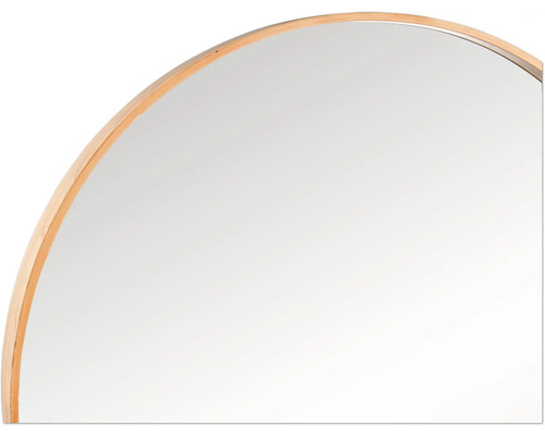 Vue détaillée d'un miroir rond avec cadre en bois