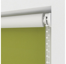 Détail des stores enrouleurs verts avec chaînette