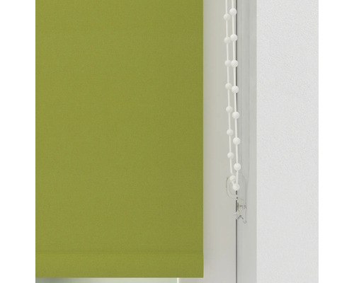 Store enrouleur en tissu vert avec chaînette pour fenêtre