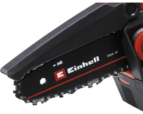 Logo Einhell sur une tronçonneuse à batterie de 15 centimètres