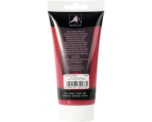 Tube de peinture acrylique rouge pour artistes
