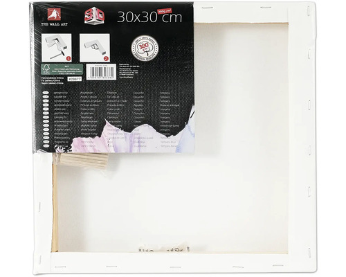 Keilrahmen mit der Größe 30x30 cm und dem FSC Siegel